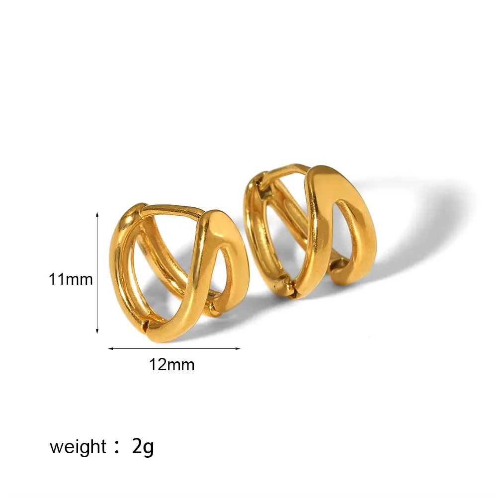 1 Pair Simple Classic Style Irregular Line Shape Stainless Steel 18K Gold Plated Women's Hoop Earrings h5 Picture2